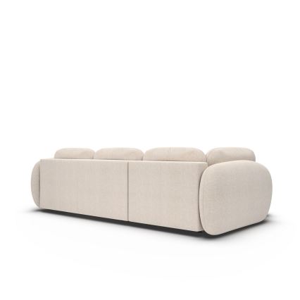 Hjørnesovesofa med sovefunktion og opbevaring i L-form OLBIA, venstrevendt, beige