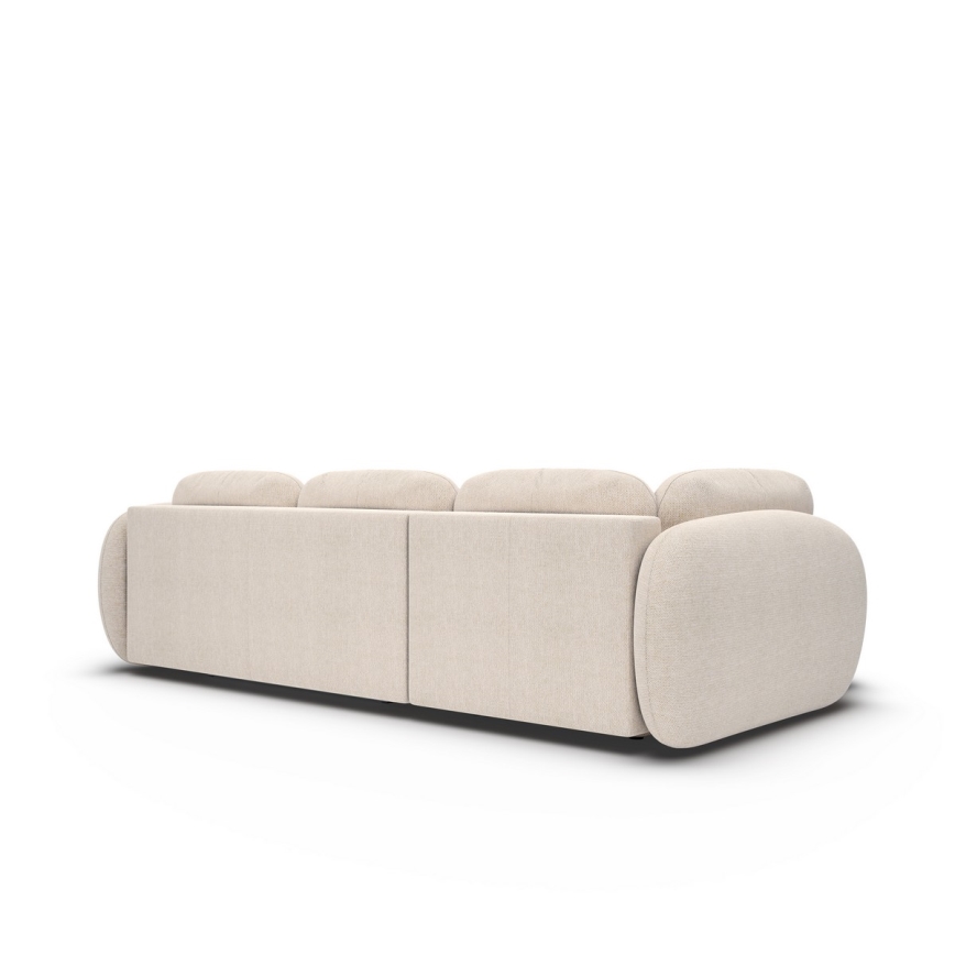 Hjørnesovesofa med sovefunktion og opbevaring i L-form OLBIA, venstrevendt, beige