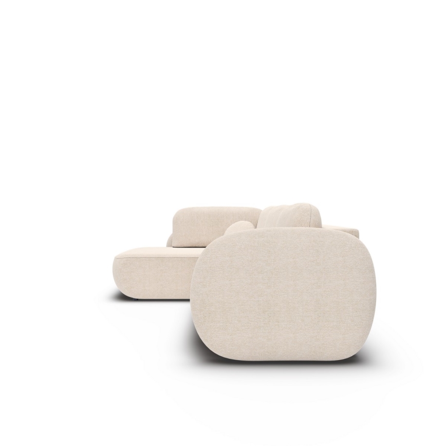 Hjørnesovesofa med sovefunktion og opbevaring i L-form OLBIA, venstrevendt, beige