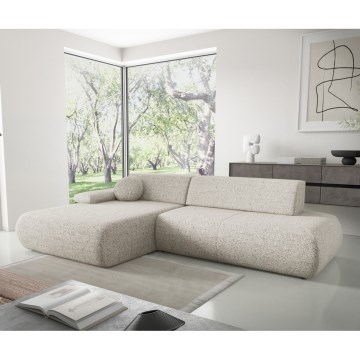 Hjørnesovesofa PRATO i L-form med opbevaringsrum, venstrevendt, beige