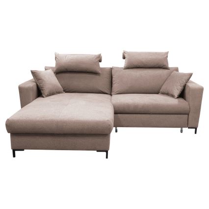 HORTA venstrevendt L-formet hjørnesofa med sovefunktion og opbevaring, rosa