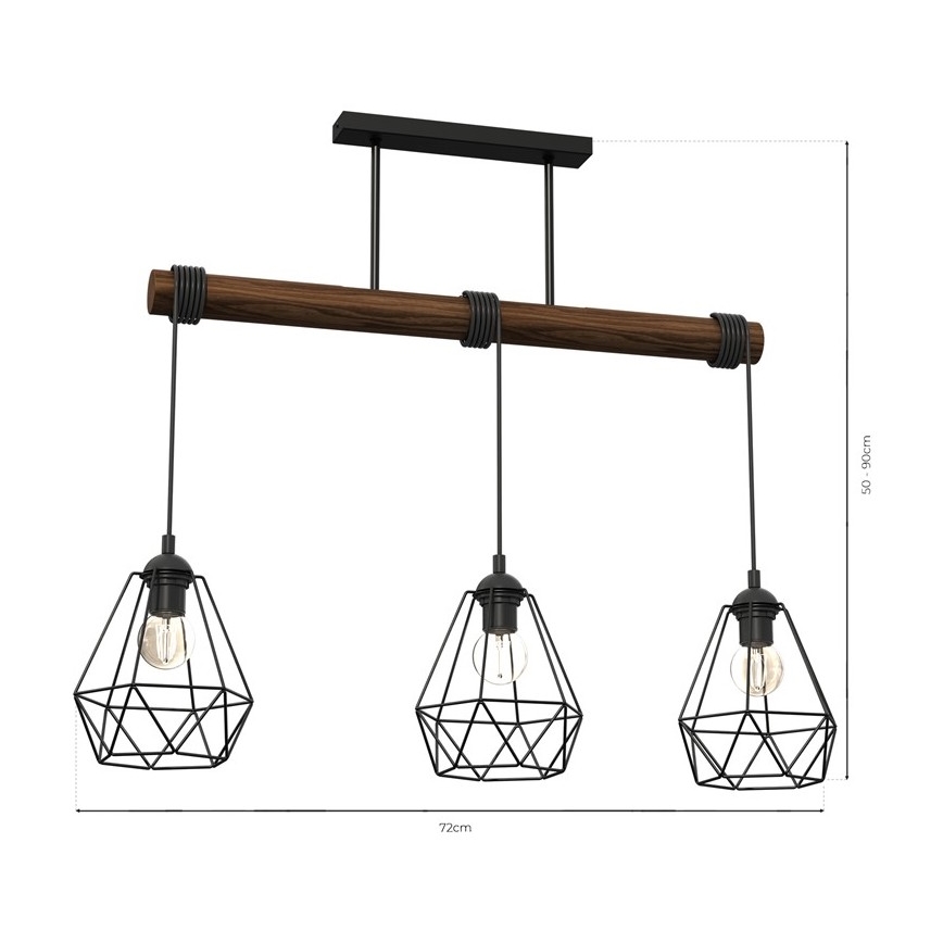 Hængelampe ACERO 3xE27/60W/230V