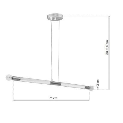 Hængelampe BASTONE WHITE 2xE14/40W/230V hvid/blank krom