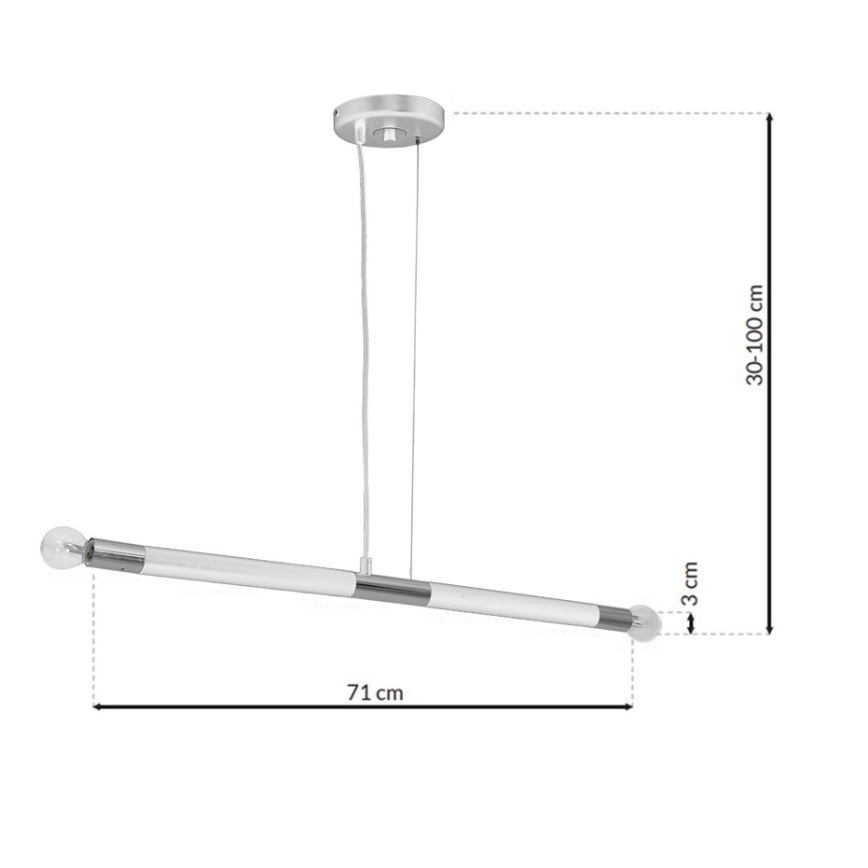 Hængelampe BASTONE WHITE 2xE14/40W/230V hvid/blank krom