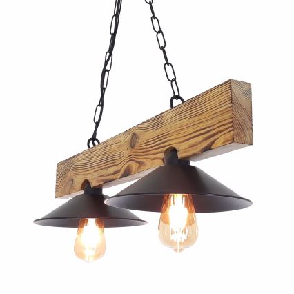 Hængelampe på ledning HEPSI 2xE27/40W/230V gran/valnød