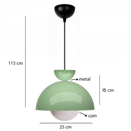 Hængelampe SALVA 1xE27/15W/230V grøn