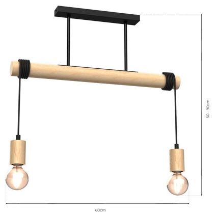 Hængelampe VIGA 2xE27/60W/230V træ
