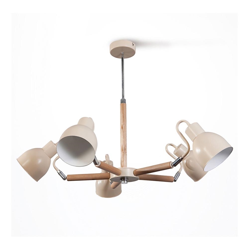 Hængende lysekrone KALITHEA 5xE27/60W/230V beige