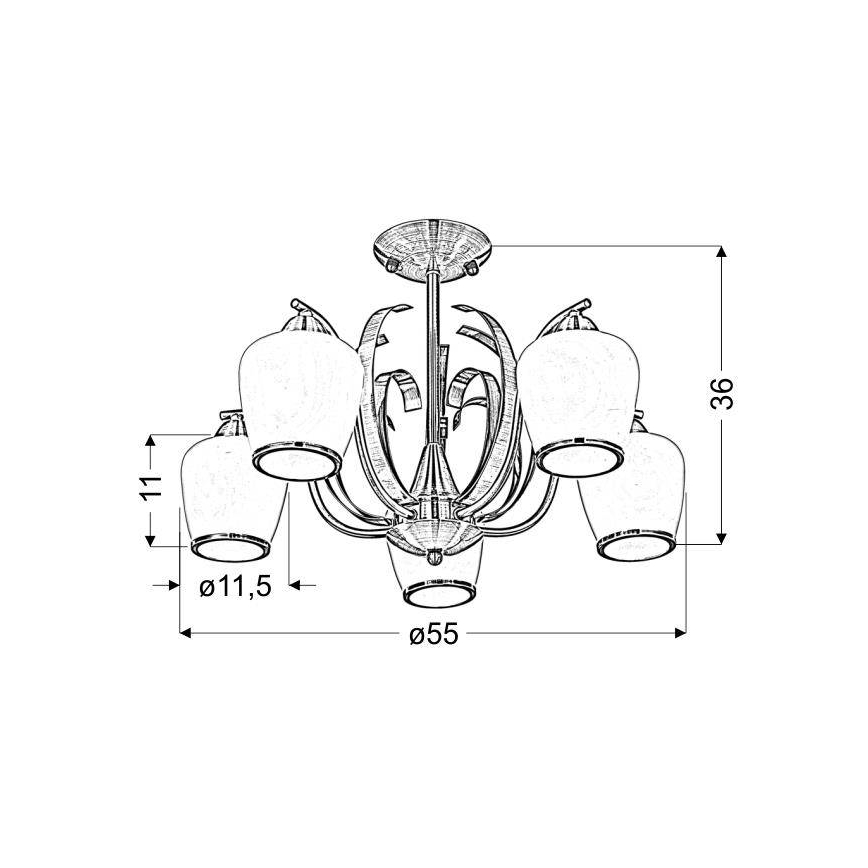Hængende lysekrone OPERA 5xE27/60W/230V