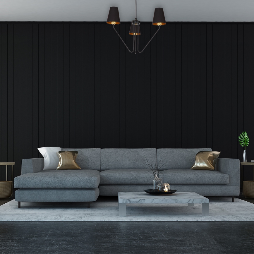 Hængende lysekrone VICTORIA 3xE27/60W/230V antik sort