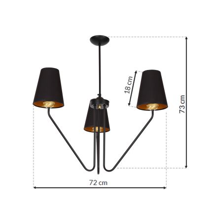 Hængende lysekrone VICTORIA 3xE27/60W/230V antik sort