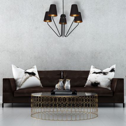 Hængende lysekrone VICTORIA 5xE27/60W/230V antik sort