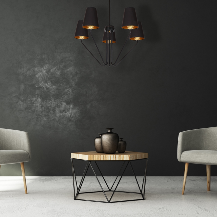 Hængende lysekrone VICTORIA 5xE27/60W/230V antik sort