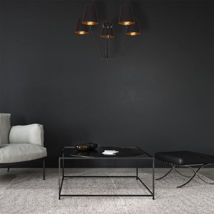 Hængende lysekrone VICTORIA 5xE27/60W/230V antik sort
