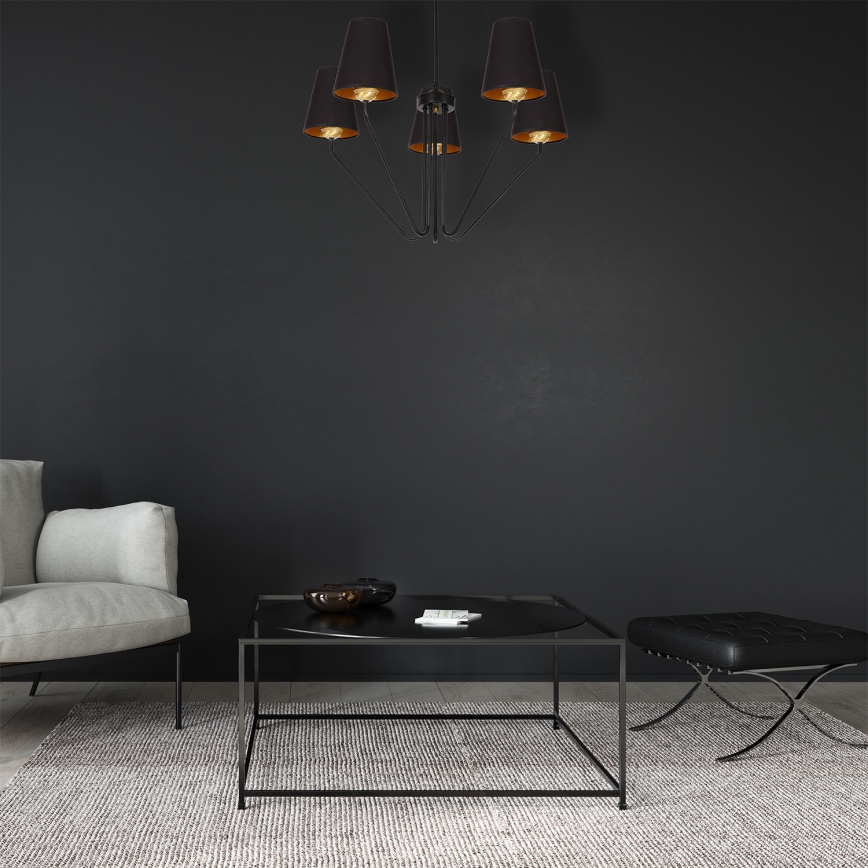 Hængende lysekrone VICTORIA 5xE27/60W/230V antik sort