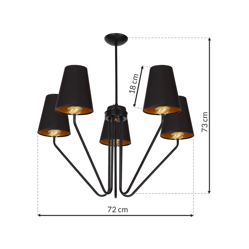 Hængende lysekrone VICTORIA 5xE27/60W/230V antik sort