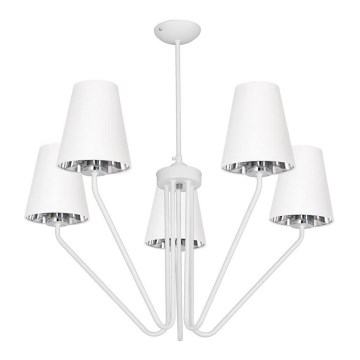 Hængende lysekrone VICTORIA 5xE27/60W/230V hvid