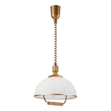 Højdejusterbar pendel RAMONA 1xE27/60W/230V brun/hvid/eg