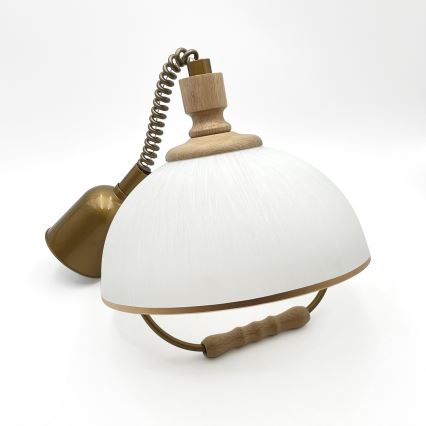 Højdejusterbar pendel RAMONA 1xE27/60W/230V brun/hvid/eg