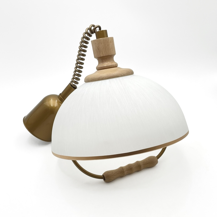 Højdejusterbar pendel RAMONA 1xE27/60W/230V brun/hvid/eg