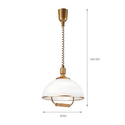 Højdejusterbar pendel RAMONA 1xE27/60W/230V brun/hvid/eg