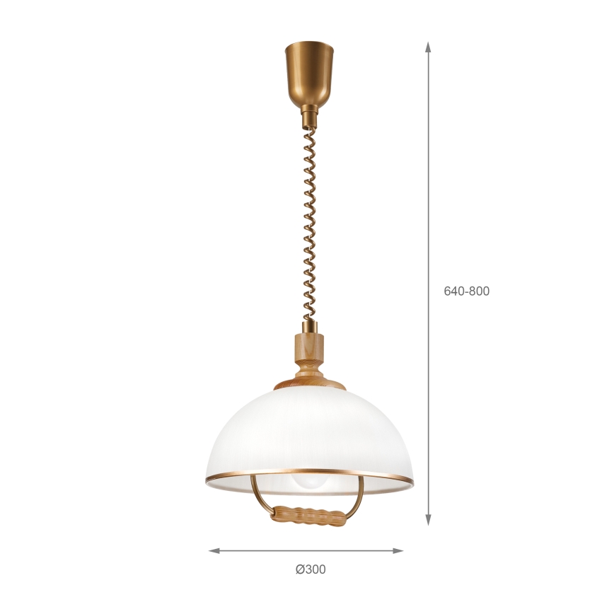 Højdejusterbar pendel RAMONA 1xE27/60W/230V brun/hvid/eg