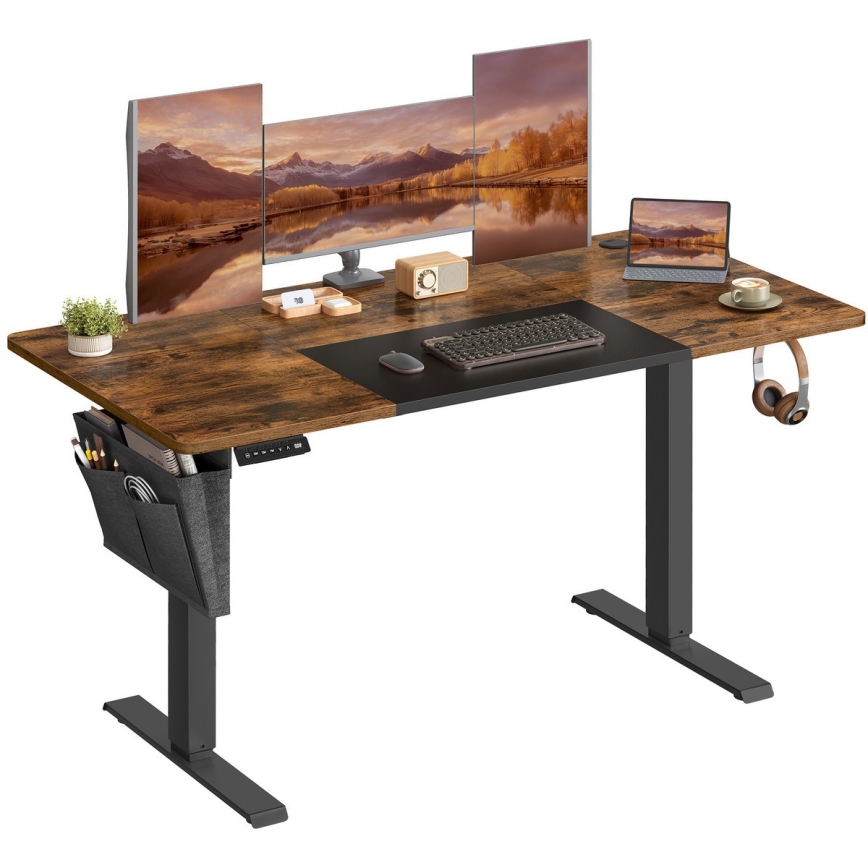 Højdejusterbart skrivebord SOLEA-X brun/sort