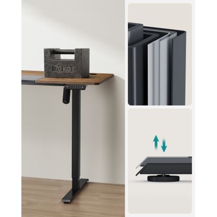Højdejusterbart skrivebord SOLEA-X brun/sort