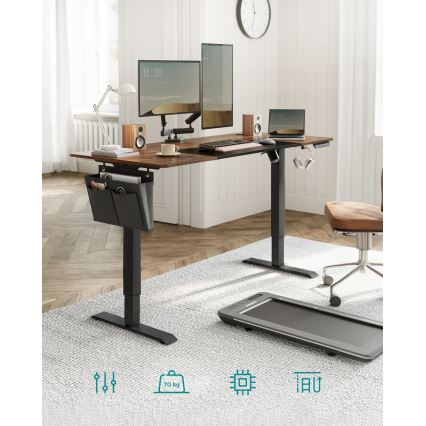 Højdejusterbart skrivebord SOLEA-X brun/sort
