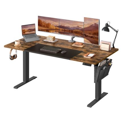Højdejusterbart skrivebord SOLEA-X brun/sort