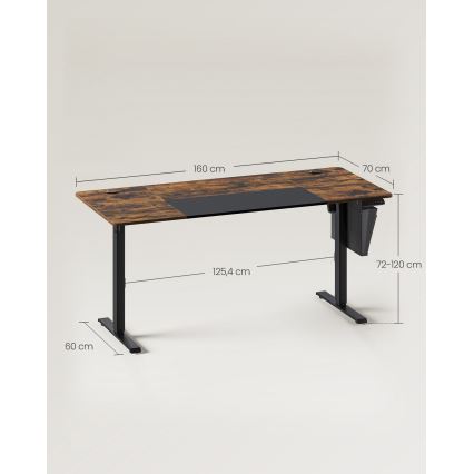 Højdejusterbart skrivebord SOLEA-X brun/sort
