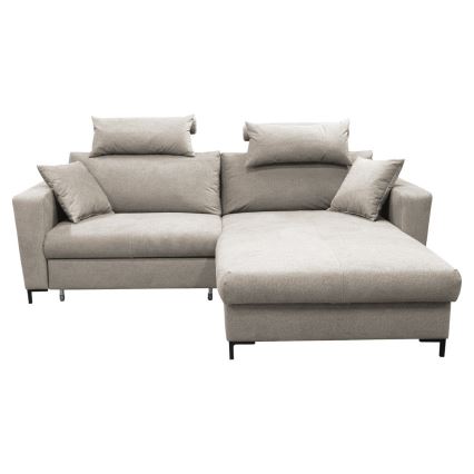 Højrevendt L-formet hjørnesofa med sovefunktion og opbevaring HORTA, grå