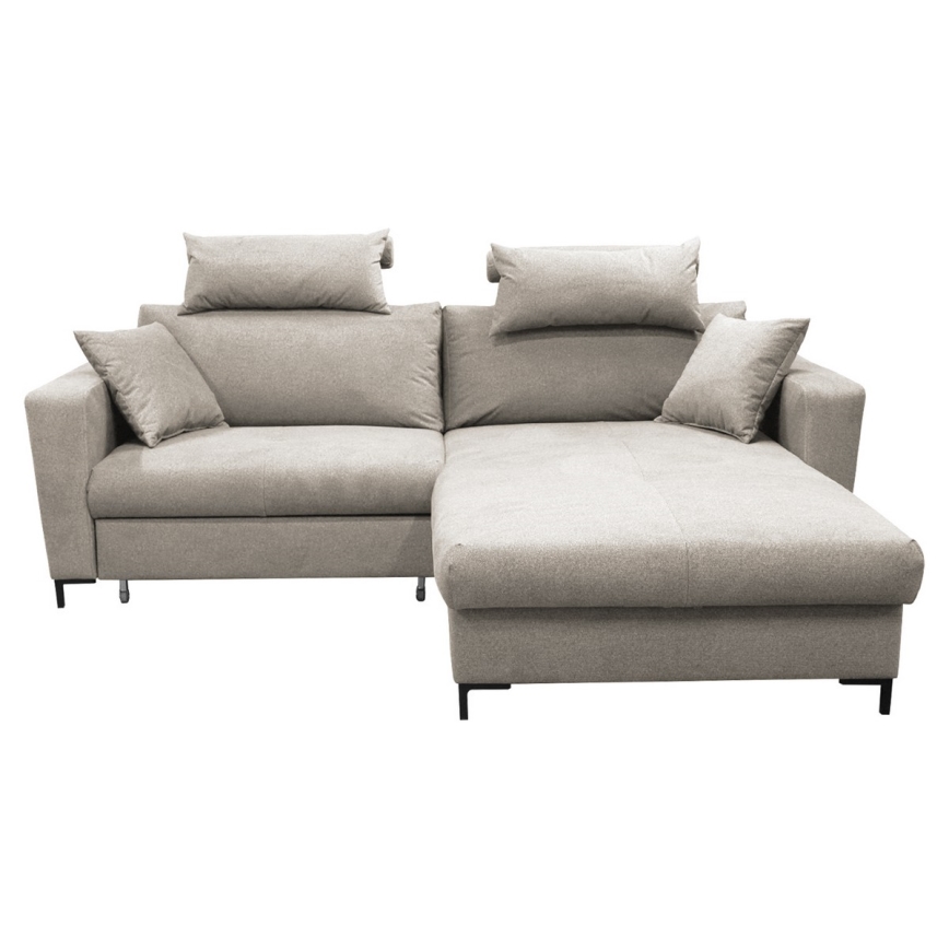 Højrevendt L-formet hjørnesofa med sovefunktion og opbevaring HORTA, grå