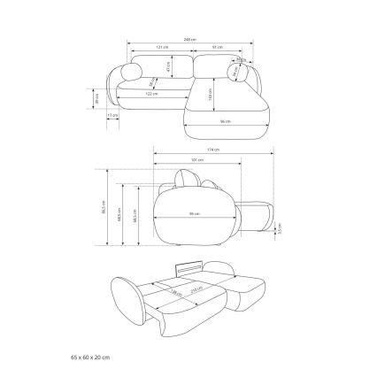 Højrevendt L-formet hjørnesovesofa OLBIA med opbevaring, beige