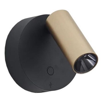 Ideal Lux - Dæmpbar berøringsbetjent vægspot ELF LED/3W/230V CRI 95 guld/sort