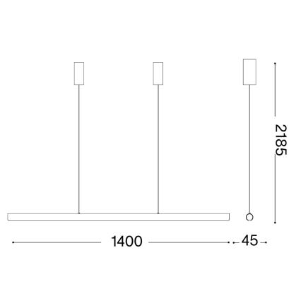 Ideal Lux - DORICA LED, dæmpbar pendel på wire, 35W/230V, CRI 90, 140 cm, blå