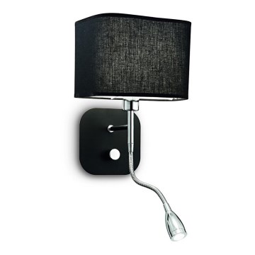 Ideal Lux - Fleksibel LED lampe 1xE14/40W/230V + LED/1W/230V sort
