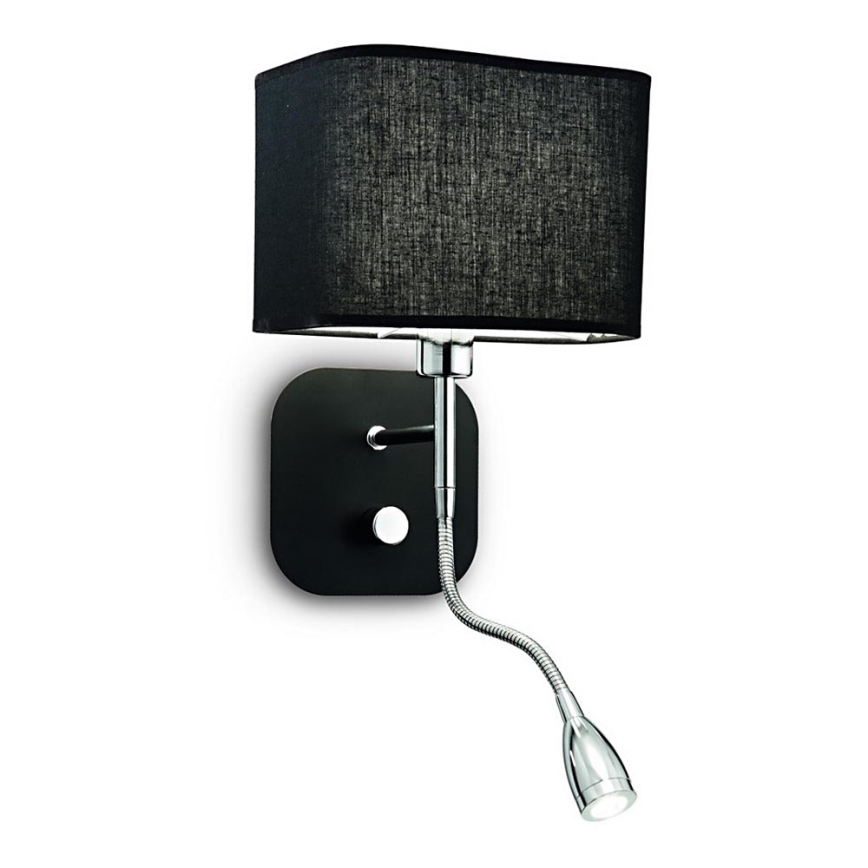 Ideal Lux - Fleksibel LED lampe 1xE14/40W/230V + LED/1W/230V sort