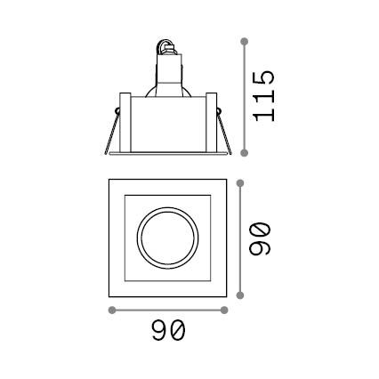 Ideal Lux - Indbygningsspot FUNKY 1xGU10/50W/230V 9x9 cm messing