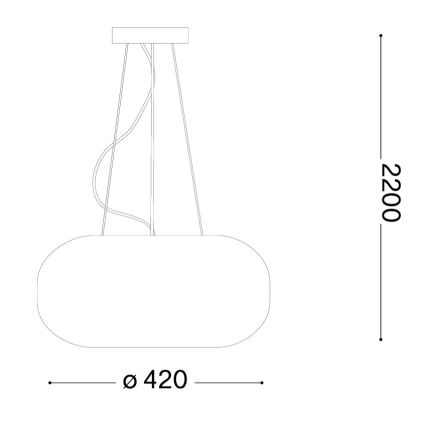 Ideal Lux - Kablet pendel ULISSE 3xE27/60W/230V Ø 42 cm hvid