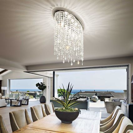 Ideal Lux - Krystalloftlampe RAIN 3xE14/40W/230V poleret krom