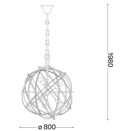 Ideal Lux - Lysekrone med kæde KONSE 7xE27/60W/230V Ø 80 cm guld