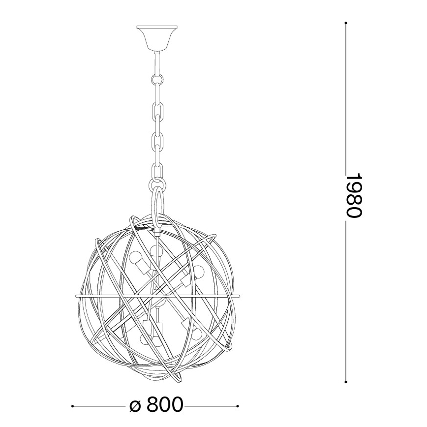 Ideal Lux - Lysekrone med kæde KONSE 7xE27/60W/230V Ø 80 cm guld