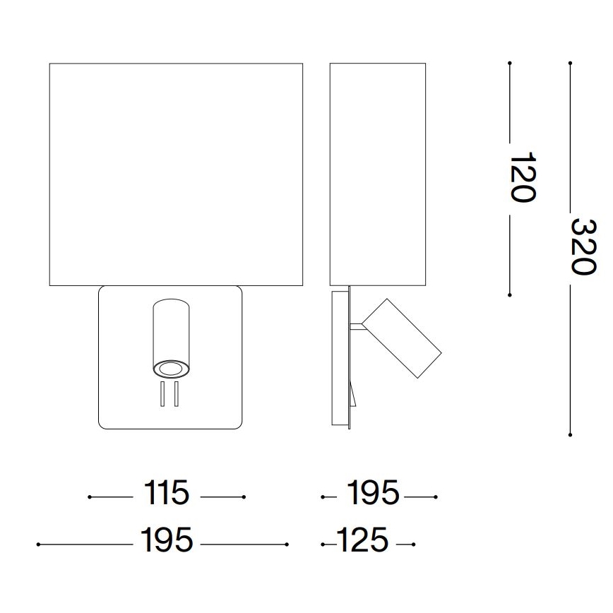 Ideal Lux - Lampeskærm til væglampe GEA sort
