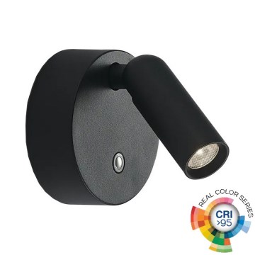 Ideal Lux - LED Dæmpbar genopladelig berøringsbetjent vægspot BEAN LED/3W/5V 2200 mAh CRI 95 sort