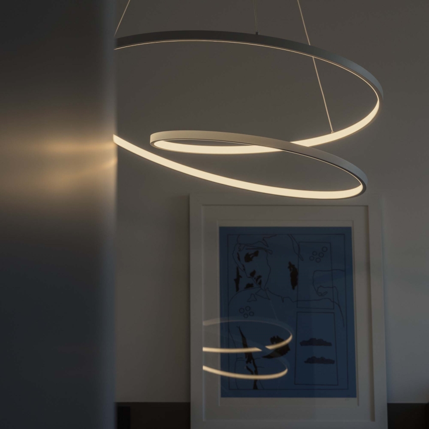 Ideal Lux - LED-dæmpbar pendel på wire OZ LED/55W/230V Ø 80 cm CRI 90 hvid