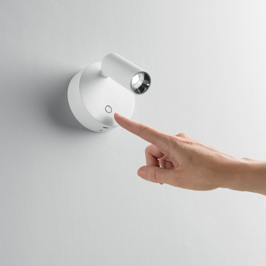 Ideal Lux - Dæmpbar berøringsbetjent vægspot ELF LED/3W/230V CRI 95 hvid