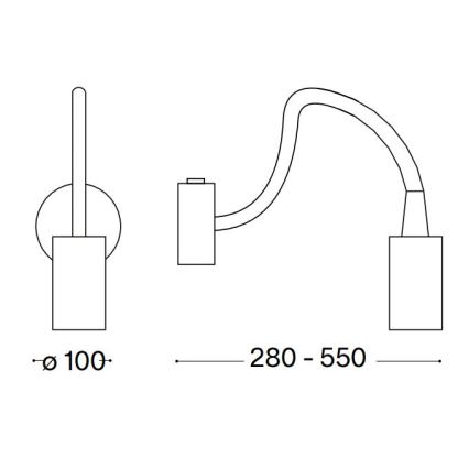 Ideal Lux - LED Fleksibel læselampe FOCUS LED/4W/230V CRI 90 sort