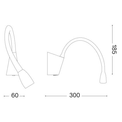 Ideal Lux - LED Fleksibel lampe GOOSE LED/3W/230V CRI 90 sort