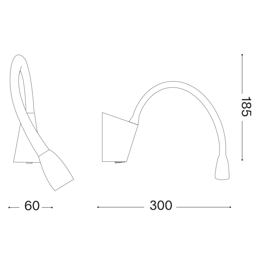 Ideal Lux - LED Fleksibel lampe GOOSE LED/3W/230V CRI 90 sort